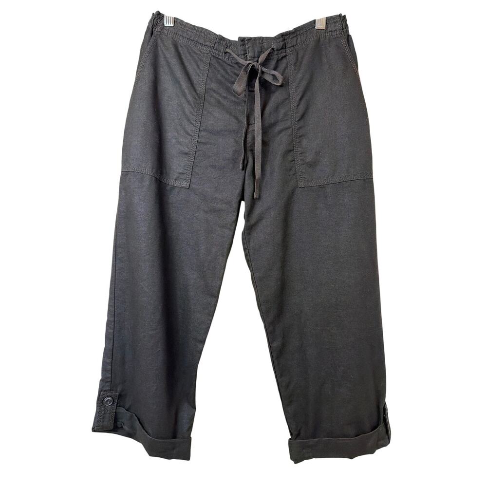 Eddie Bauer Black Tie Waist Multi Pocket Capri Pants Size 8
